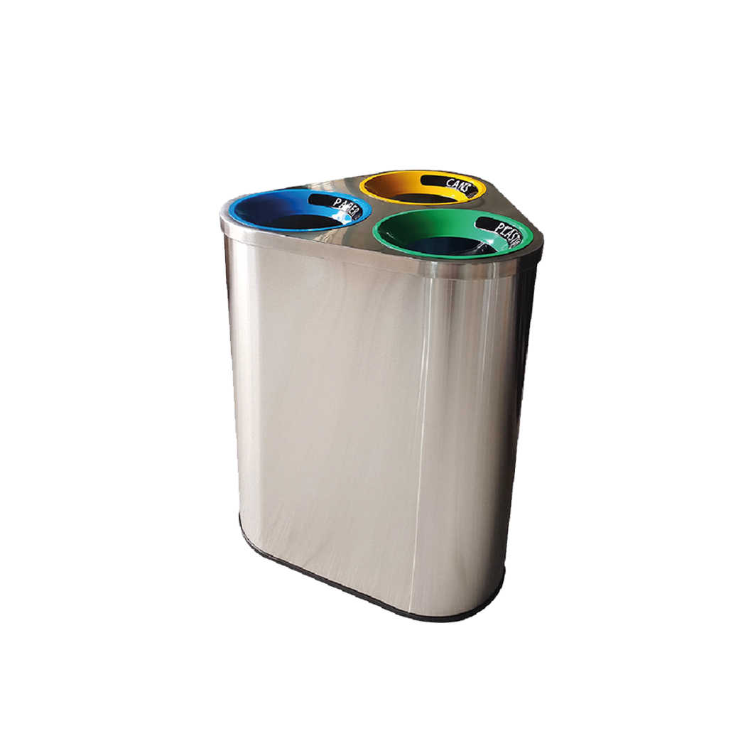 3 in 1 triangular stainless bin